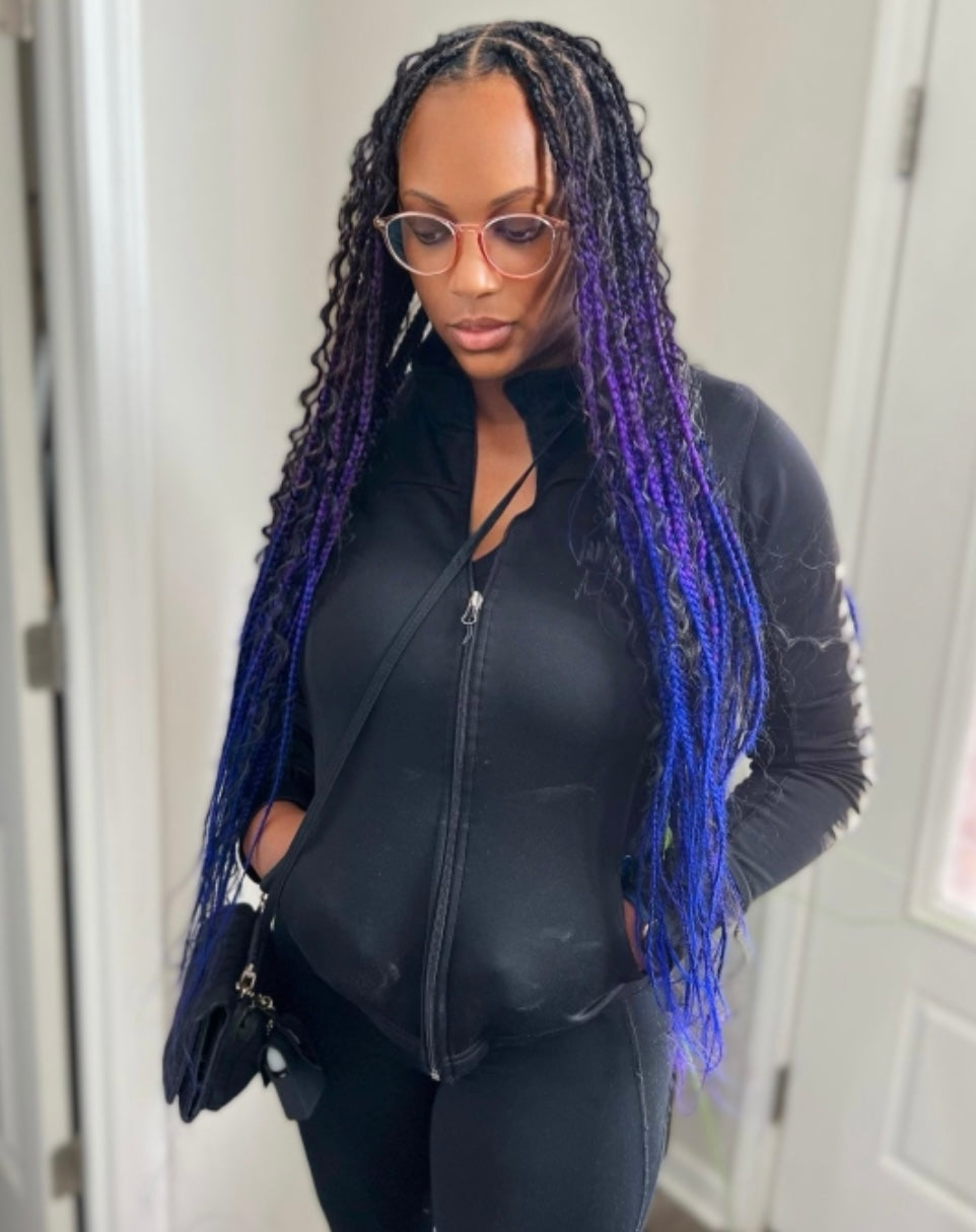 Large bohemian knotless braids