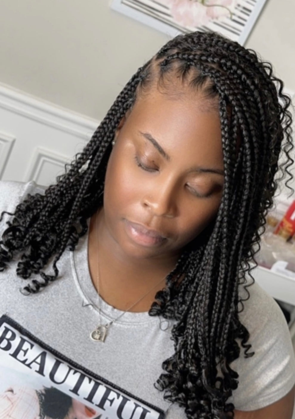 Small/med boho knotless braids short