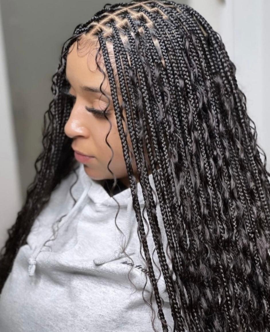 Small Bohemian knotless braids
