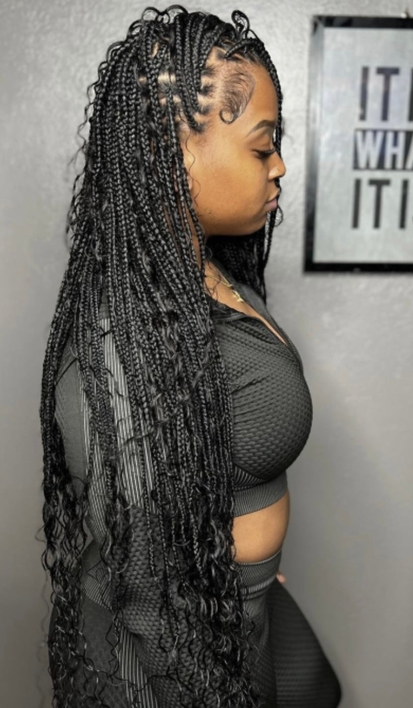 Small/medium bohemian knotless braids